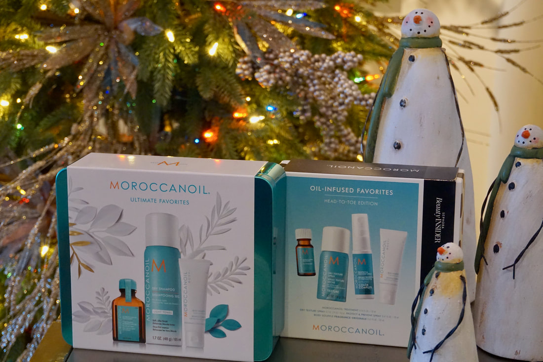 Moroccan Oil Products by the Christmas tree