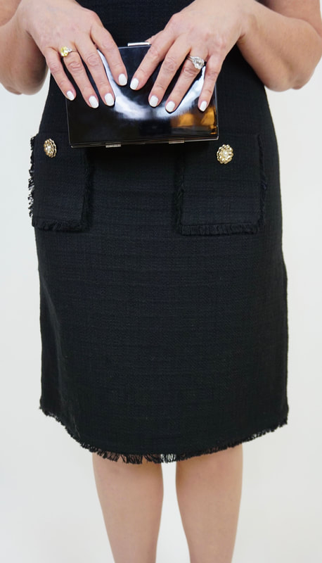 Karl Lagerfeld Paris Women's Tweed Shift Dress with Pockets- Black 