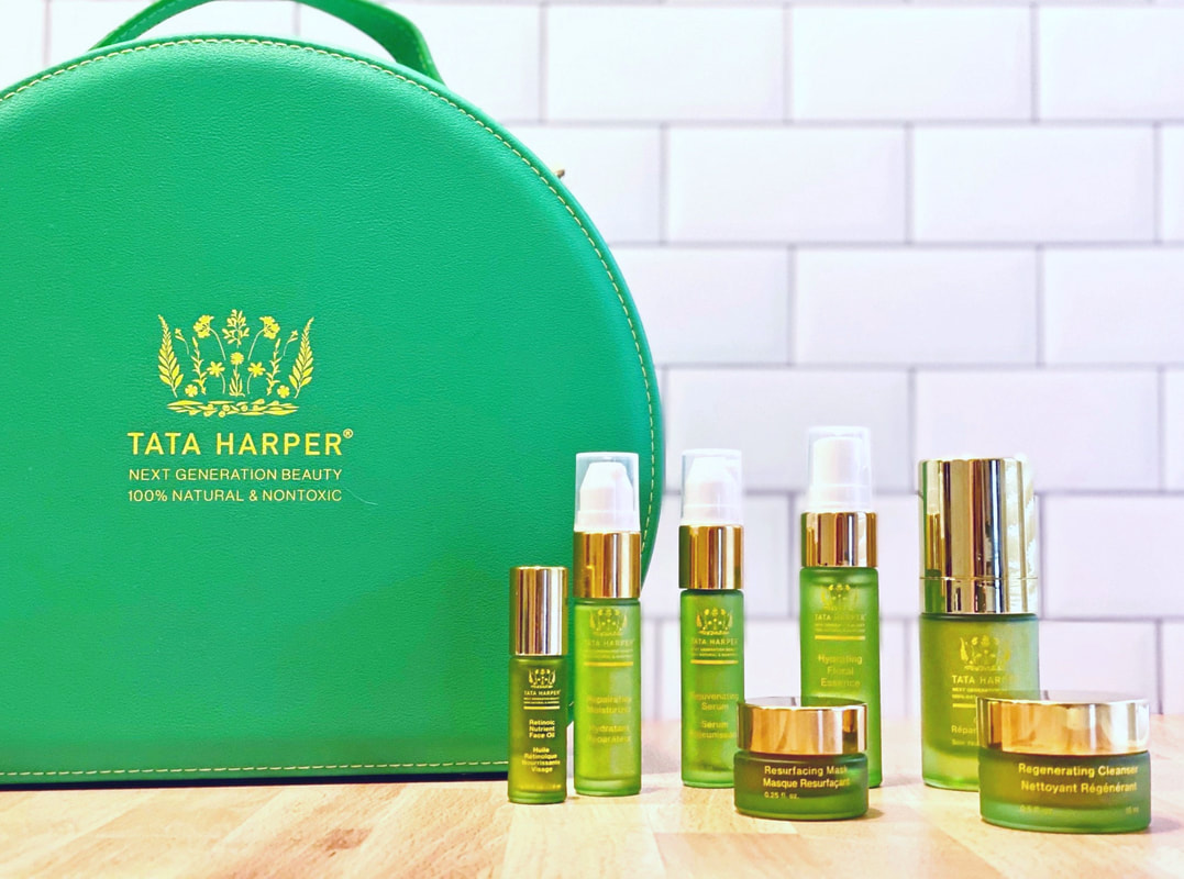 Green Tata Harper Bag and Skin Care Products