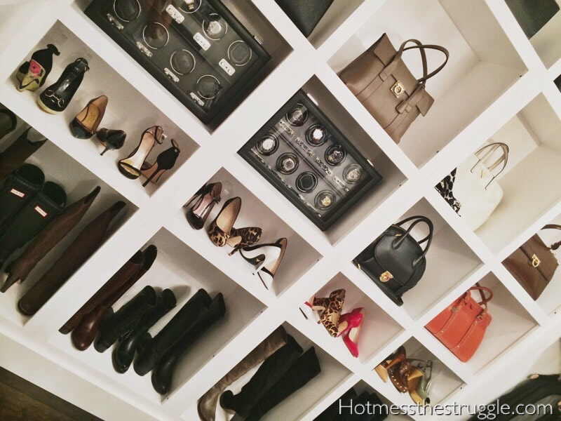 Handbags and shoes displayed